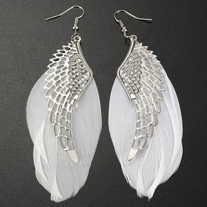 New Angel Wing Feather Dangle Earring Vintage Jewelry Long Earrings